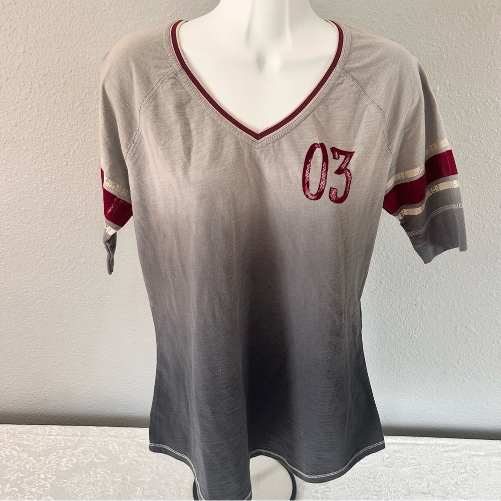 Harley-Davidson Gray and Red Gradient V-Neck Tee Women’s Medium NWT